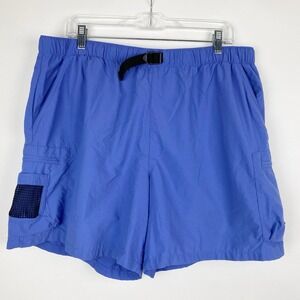Vintage Columbia Blue Belted Cargo Shorts Women XL Unlined Hiking Backpacking